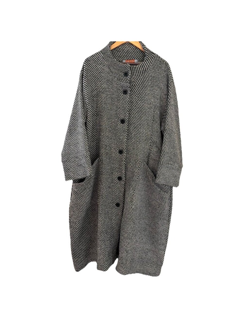 Blue Fish Herringbone Midi Coat Women's One Size Wool Blend Oversized Lagenlook
